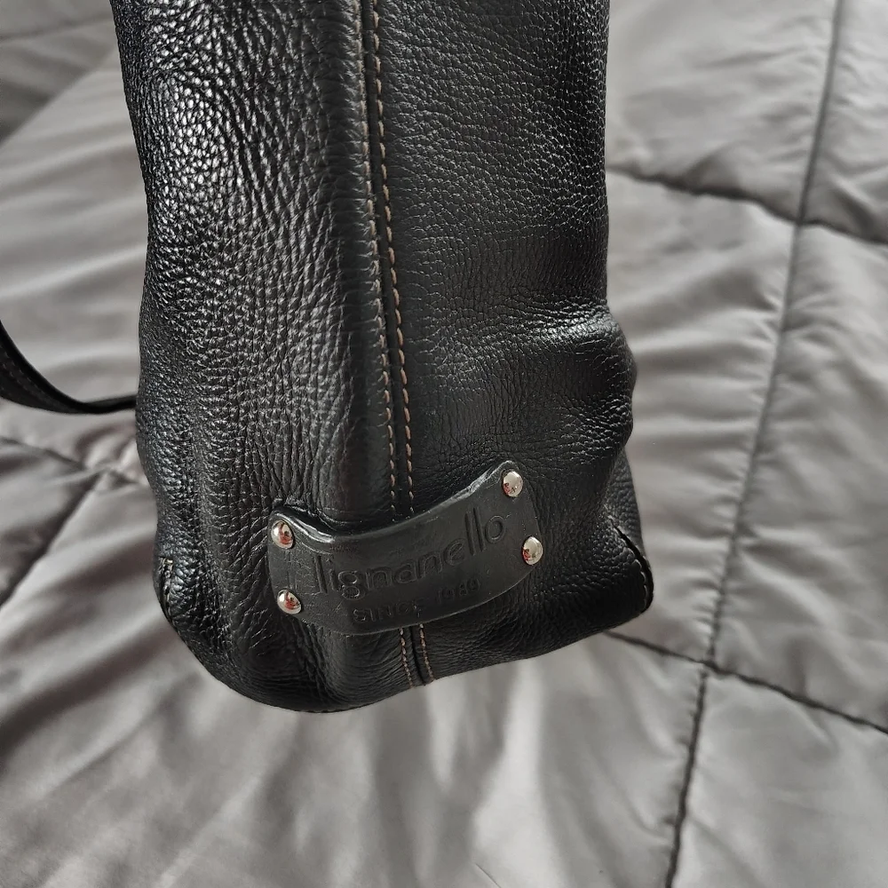 Tignanello Black Pebbled Leather Shoulder Bag